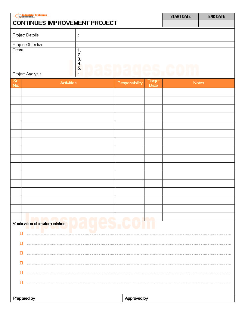 Continuous Improvement Project Format With Regard To Improvement Report Template