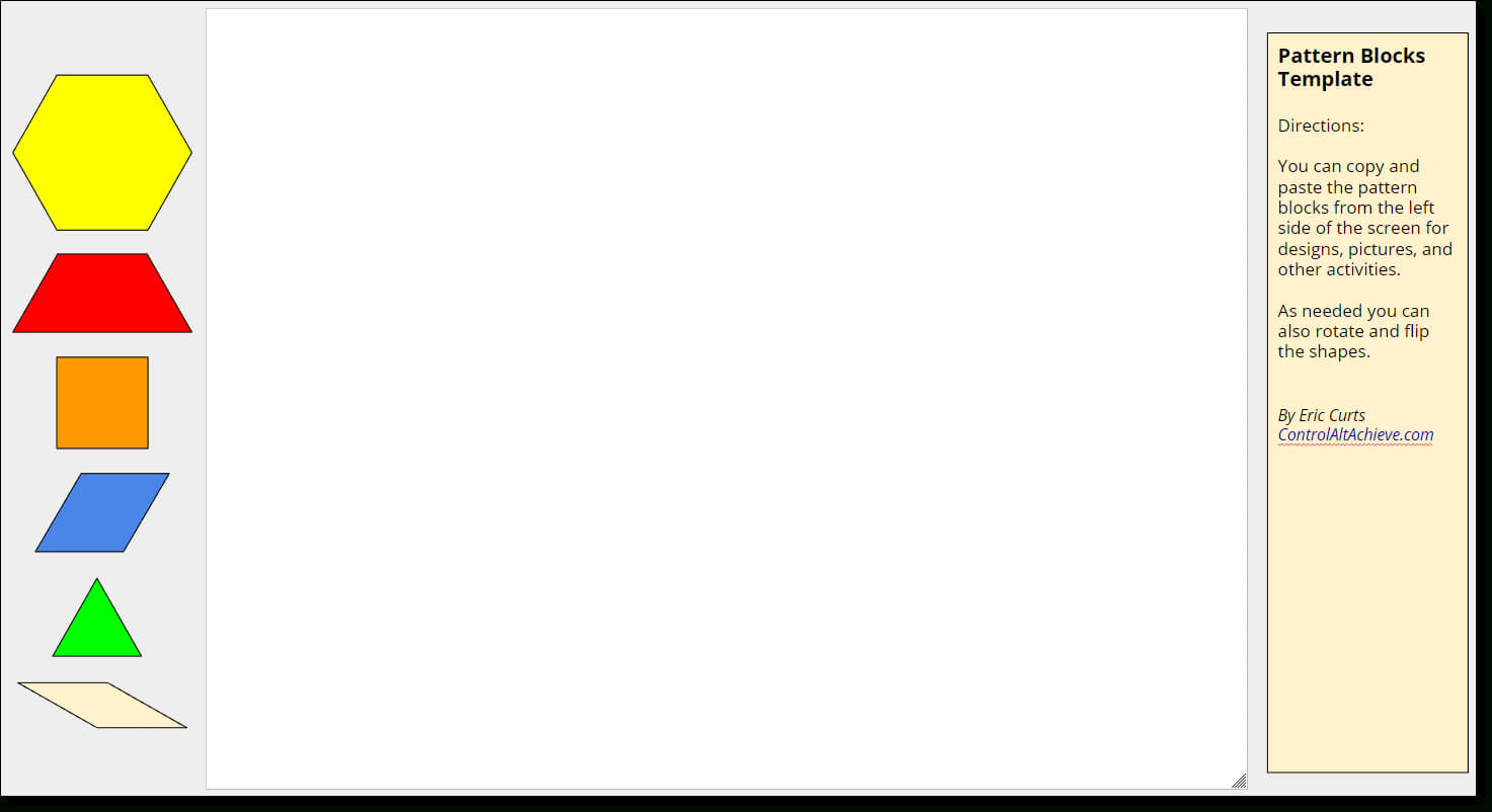 Control Alt Achieve: Pattern Block Templates And Activities With Regard To Blank Pattern Block Templates