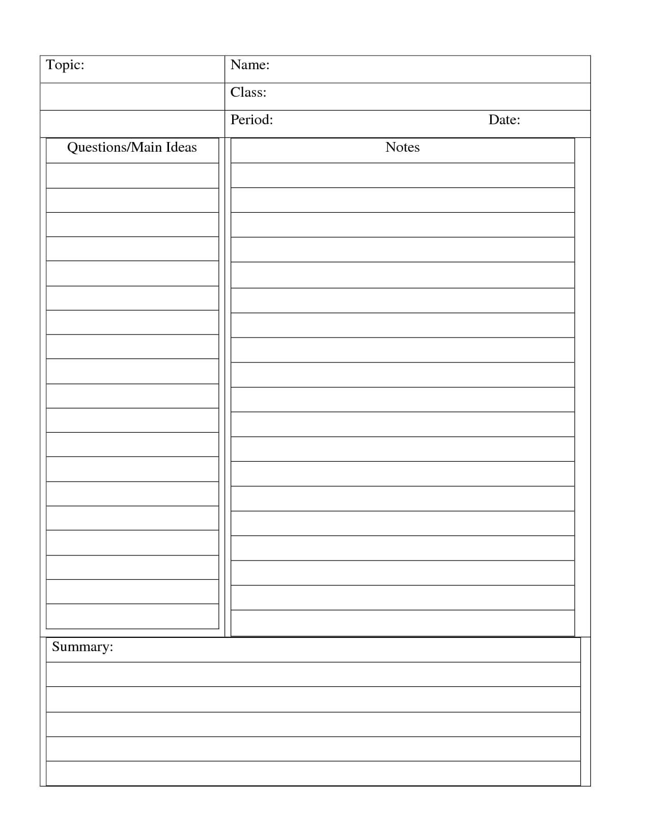 Cornell Method Template – Google Search | Cornell Notes In Inside Note Taking Template Word