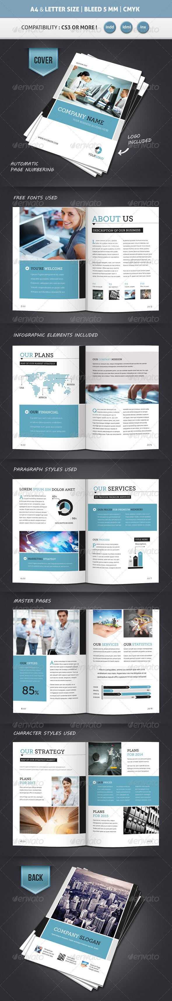 Corporate Brochure Template A4 & Letter 12 Pages Within 12 Page Brochure Template