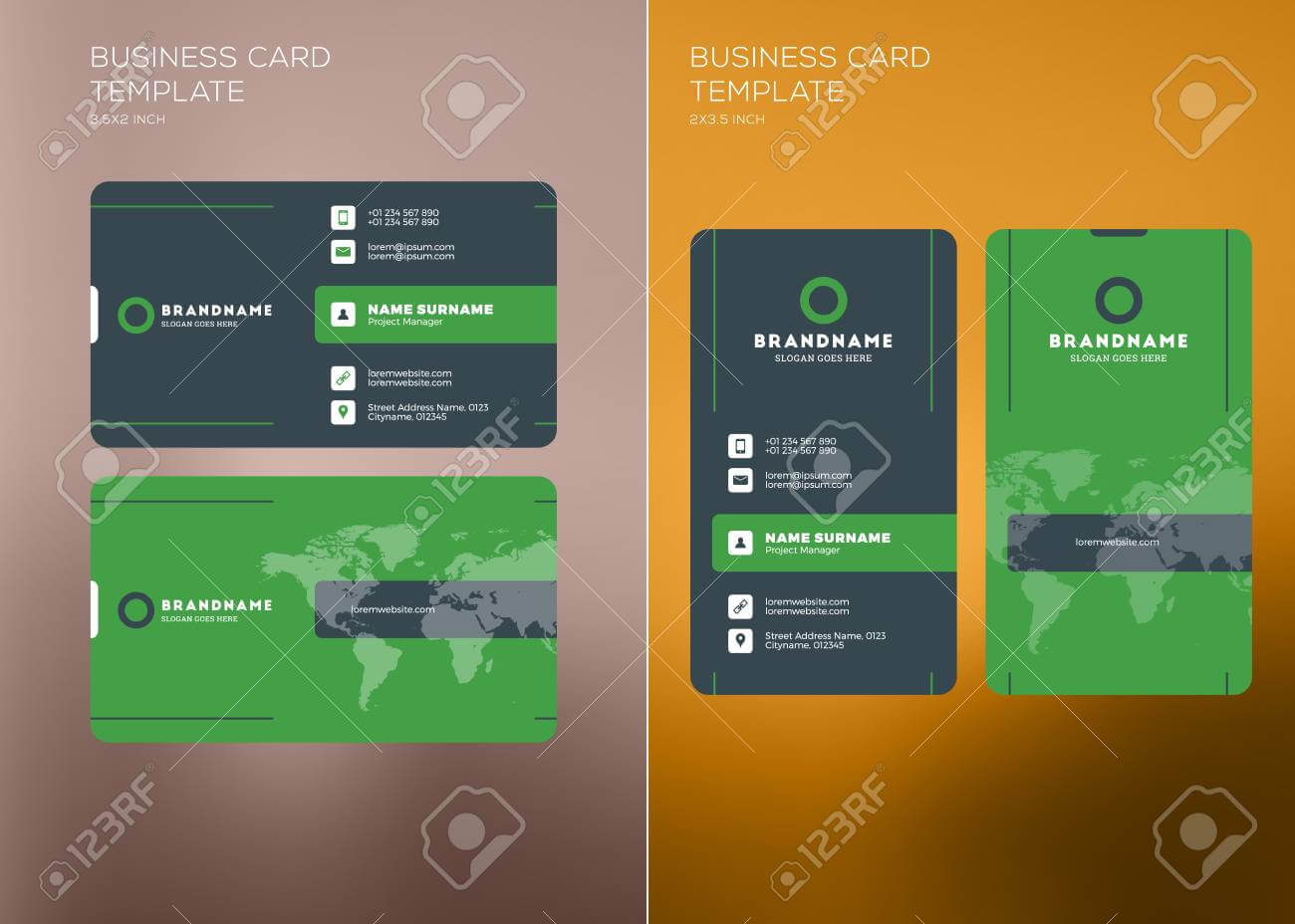 Corporate Business Card Print Template. Personal Visiting Card.. Inside Company Business Cards Templates