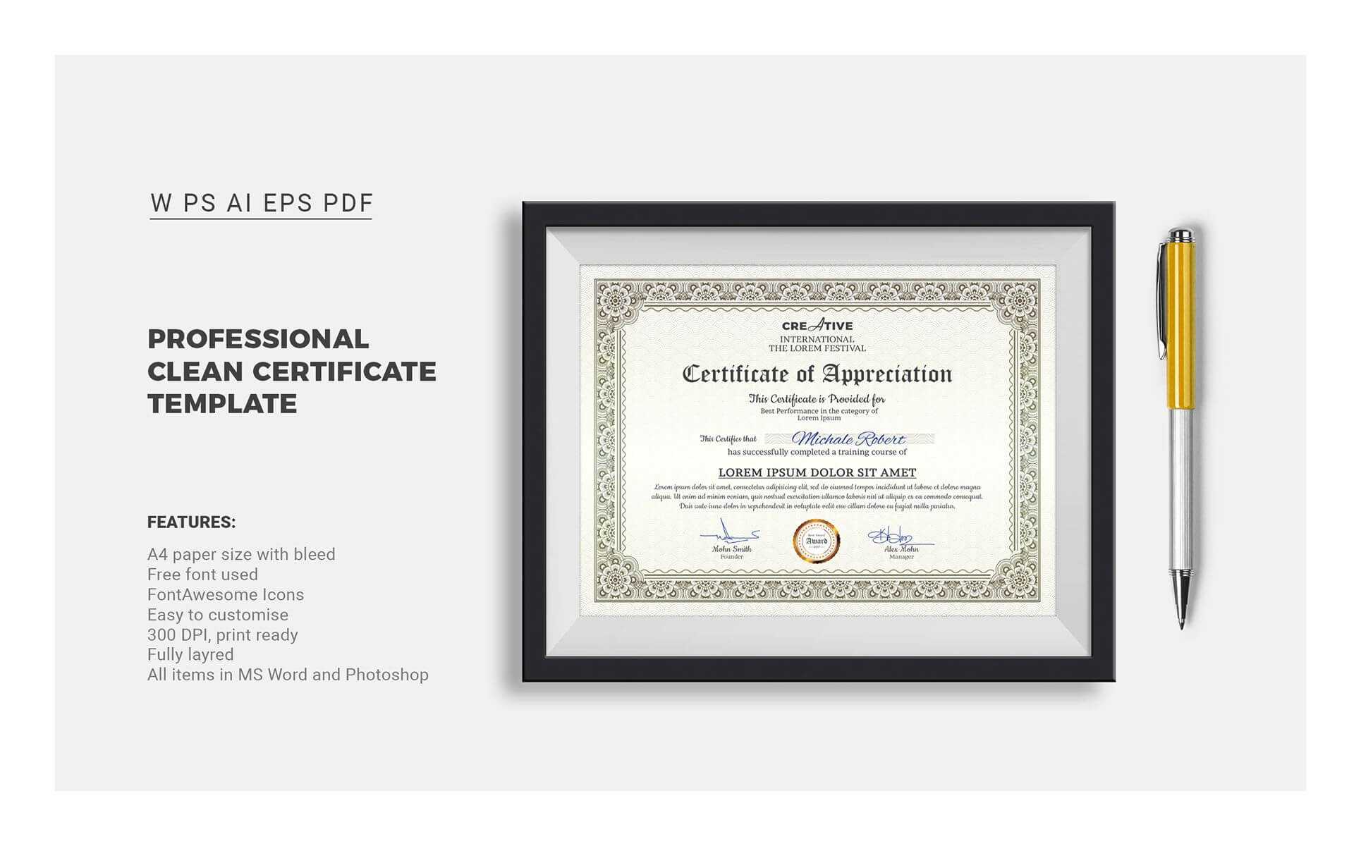 Corporate & Modern Word Multipurpose Certificate Template In Professional Certificate Templates For Word