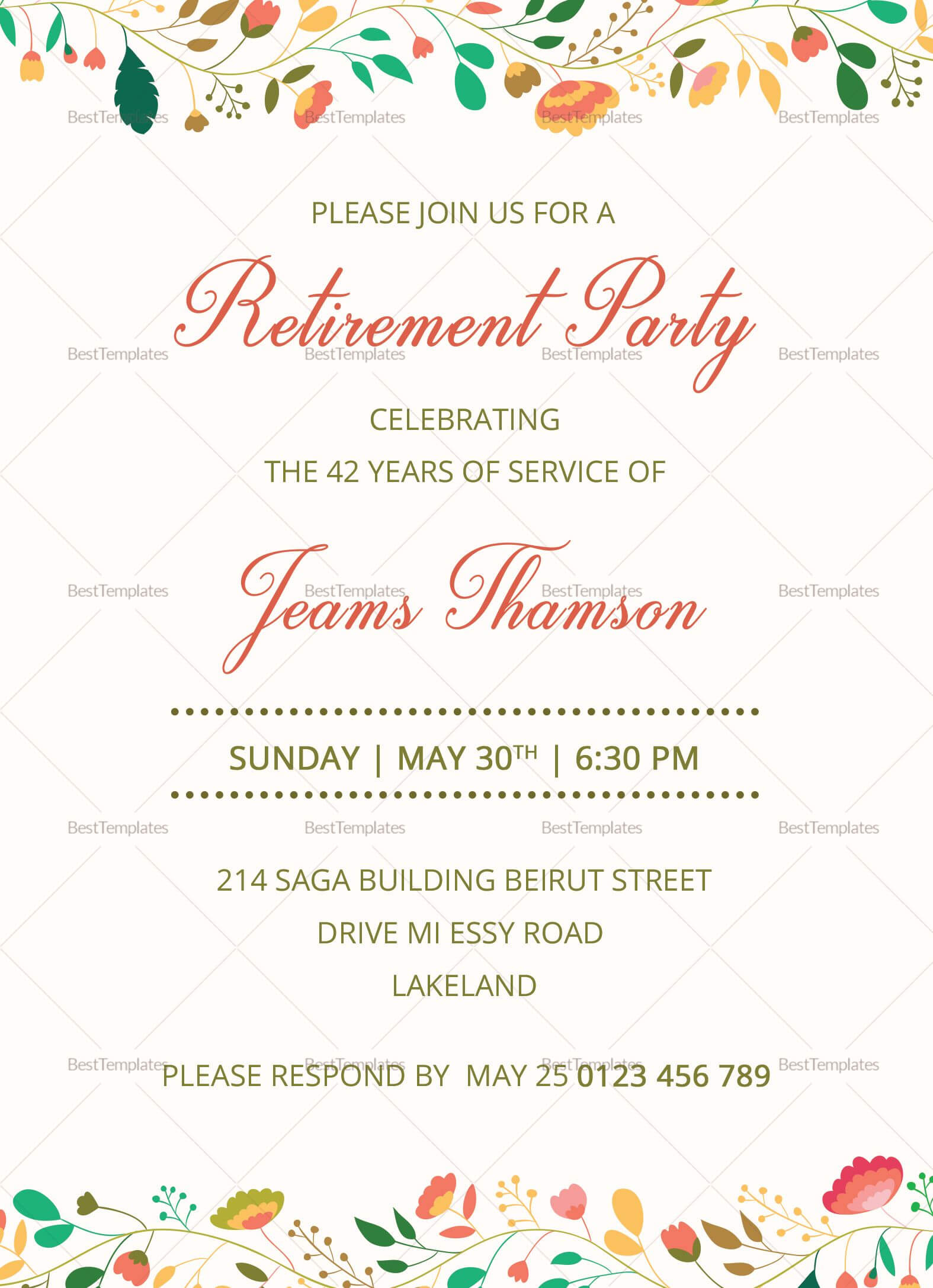 Corporate Retirement Party Invitation Template | Download In Retirement Card Template