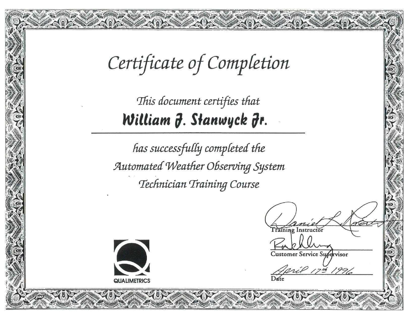 Course Completion Certificate Sample New Free Course Pletion Throughout Training Certificate Template Word Format