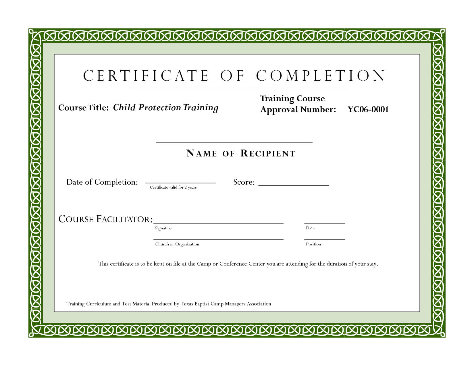 Course Completion Certificate Template | Certificate Of Throughout Template For Training Certificate
