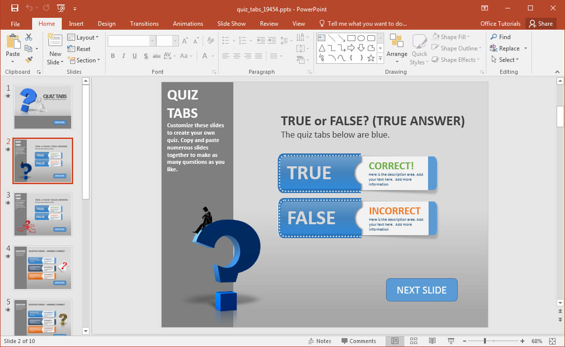 Create A Quiz In Powerpoint With Quiz Tabs Powerpoint Template Inside Trivia Powerpoint Template
