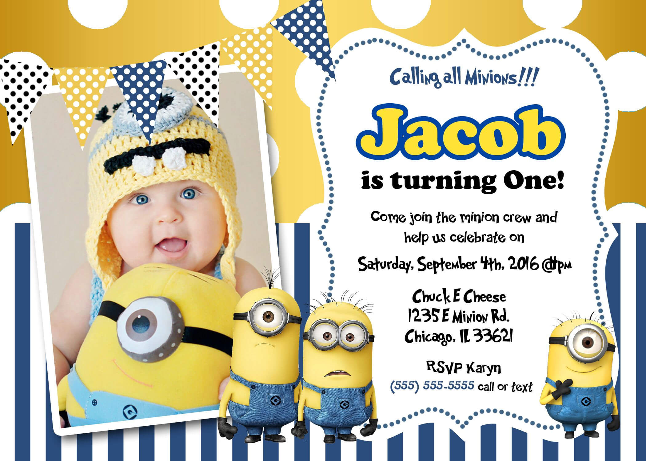 Create Own Minion Birthday Invitations Templates For Create With Minion Card Template