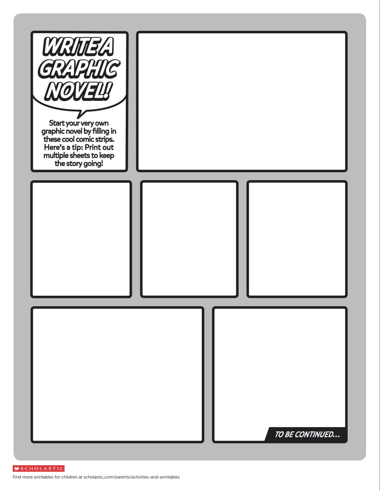 Create Your Own Graphic Novel Template | Printables: Ages 8 In Printable Blank Comic Strip Template For Kids