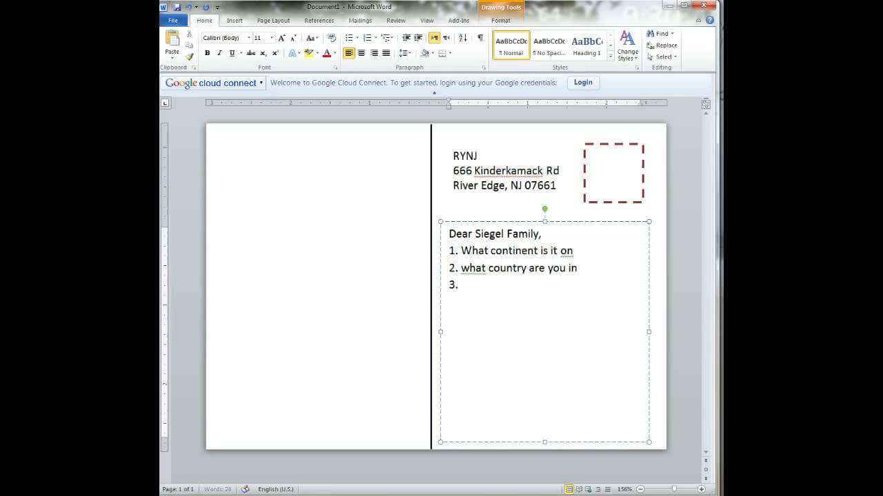 Creating A Postcard In Word Intended For Postcard Size Template Word
