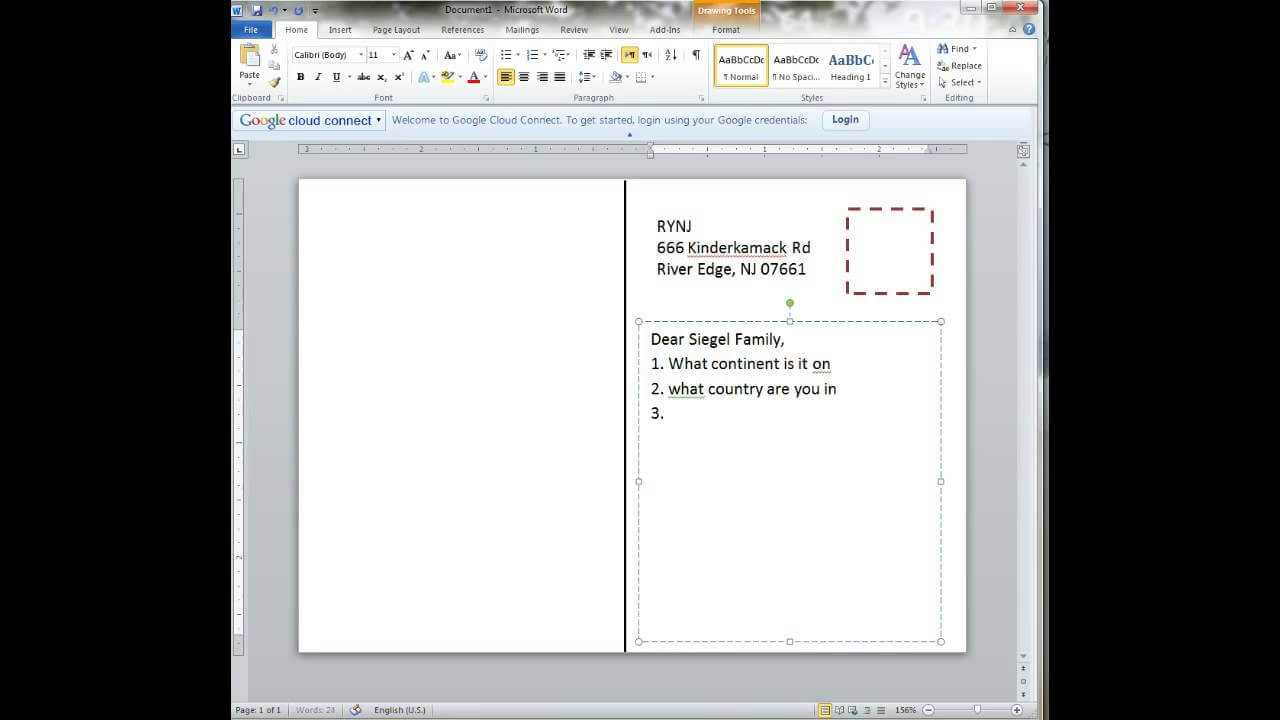 Creating A Postcard In Word Intended For Postcard Size Template Word