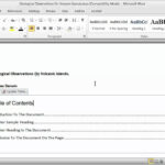 Creating A Table Of Contents In A Word Document – Part 1 Pertaining To Contents Page Word Template