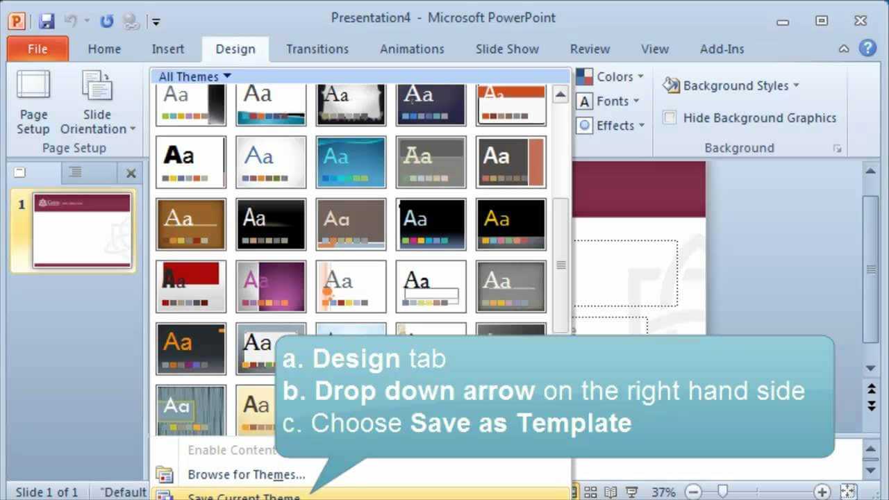 Creating And Setting A Default Template Or Theme In Powerpoint For Save Powerpoint Template As Theme