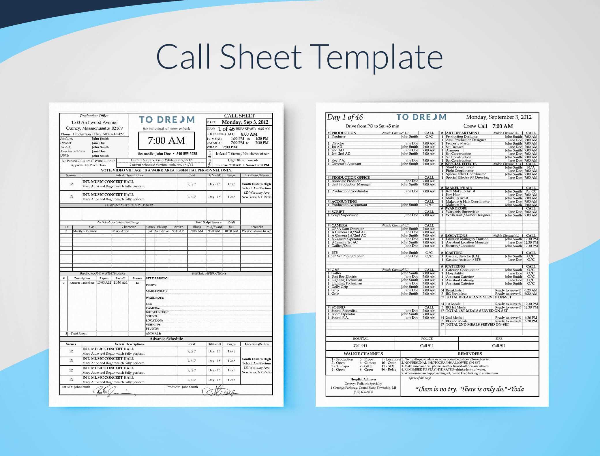 Creating Professional Call Sheets – Free Template Download Intended For Blank Call Sheet Template