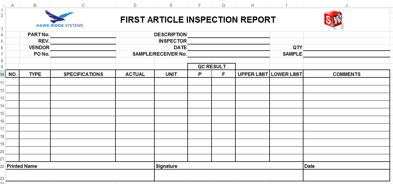 Creating Solidworks Custom Report Templates Pertaining To Part Inspection Report Template