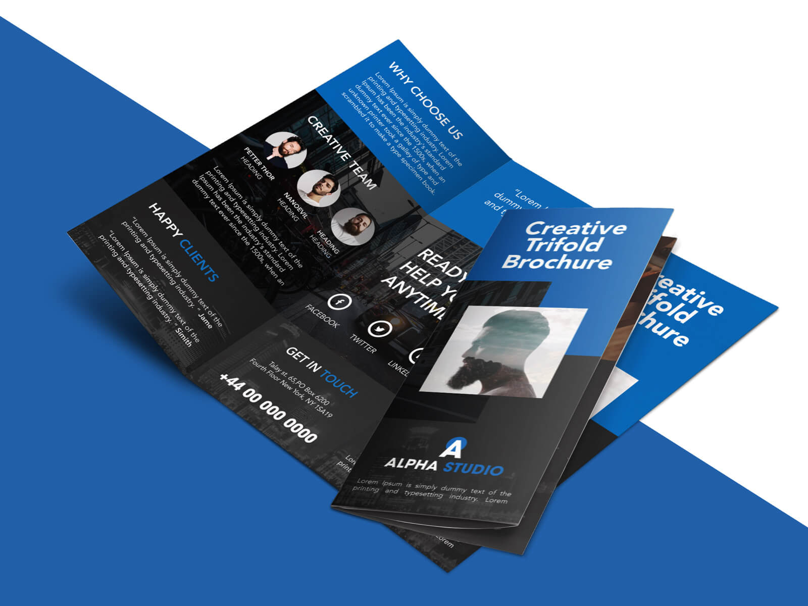 Creative Agency Trifold Brochure Free Psd Template For 3 Fold Brochure Template Psd