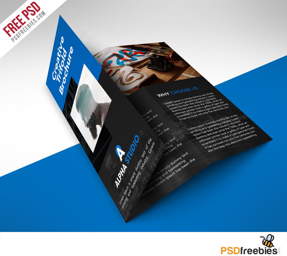 Creative Agency Trifold Brochure Free Psd Template Throughout Brochure 3 Fold Template Psd