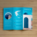 Creative Blue Greece Travel Trifold Brochure Idea Inside Island Brochure Template