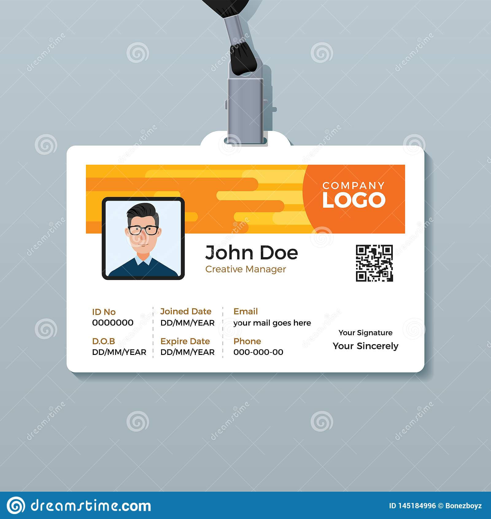 Creative Employee Id Card Design Template Stock Vector Regarding Company Id Card Design Template