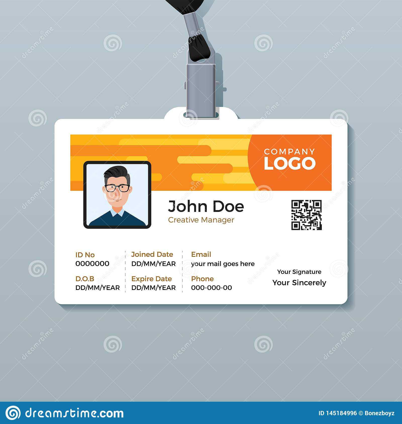 Creative Employee Id Card Design Template Stock Vector Regarding Company Id Card Design Template