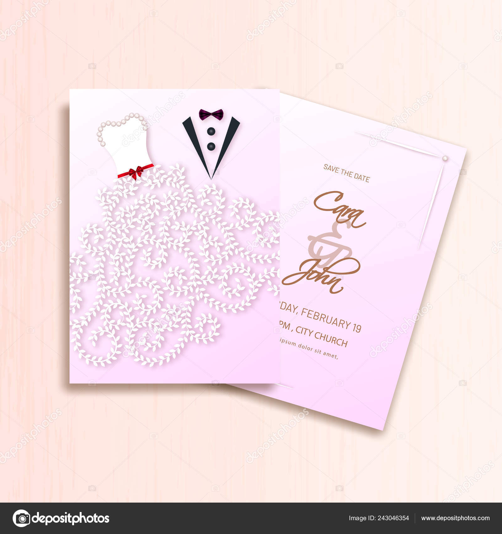 Creative Wedding Invitation Card Template Design Groom Bride Inside Church Wedding Invitation Card Template