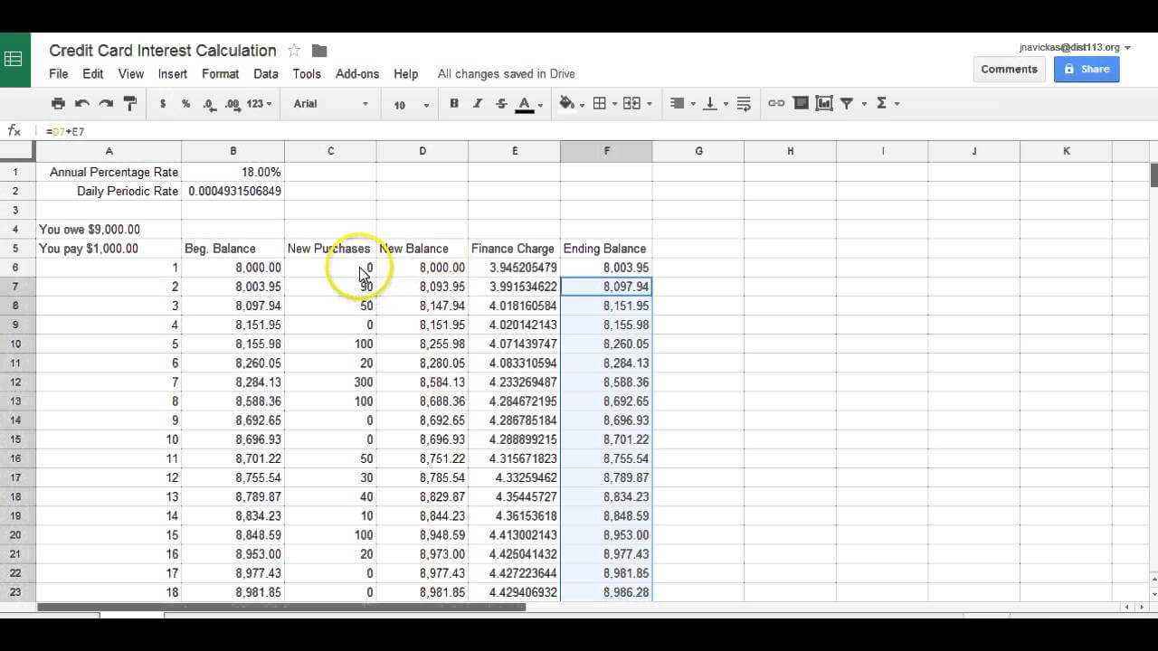 Credit Card Interest Calculation Inside Credit Card Interest Calculator Excel Template