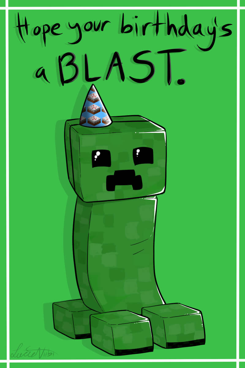 Creeper Birthday Cardlucieniibi.deviantart On Regarding Minecraft Birthday Card Template