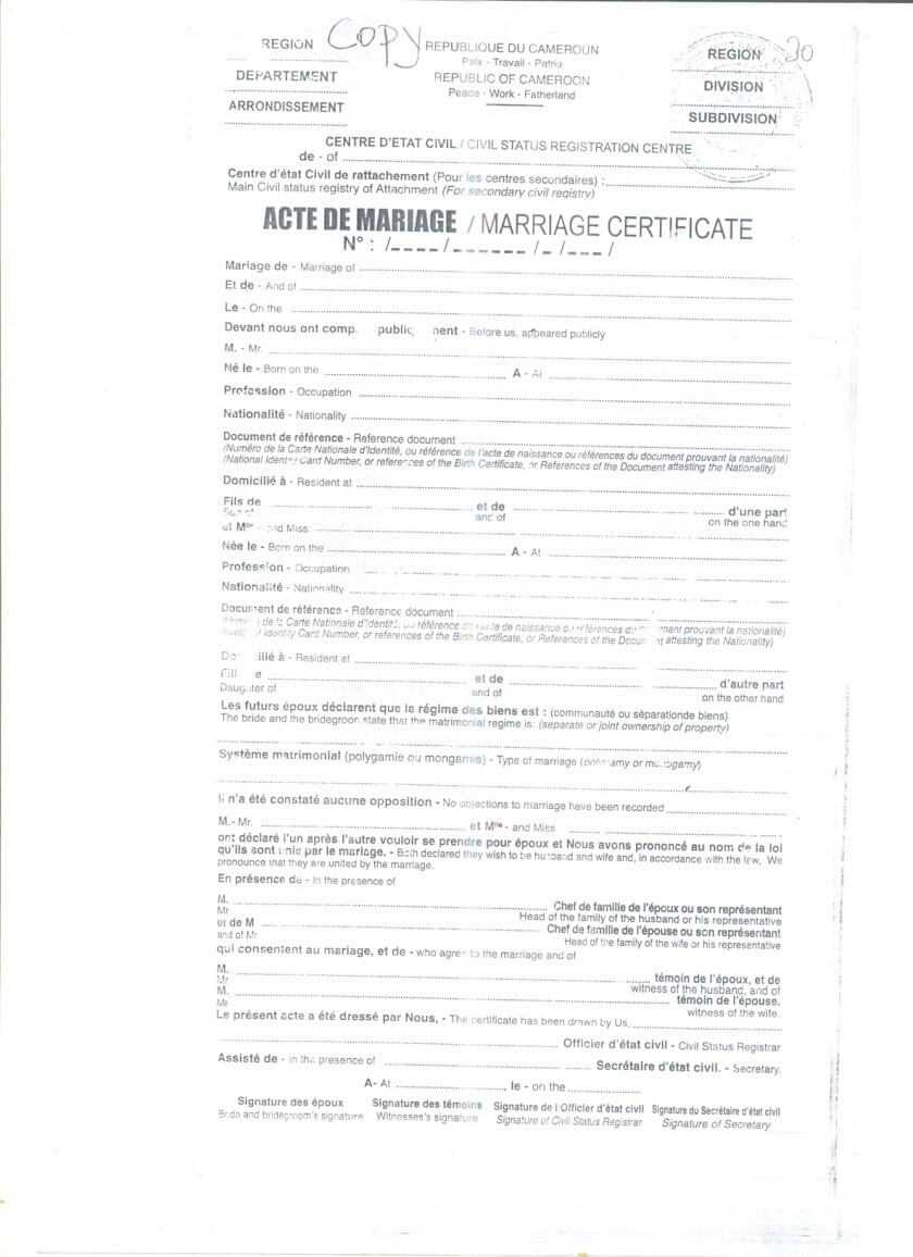 Crvs – Birth, Marriage And Death Registration In Cameroon Throughout South African Birth Certificate Template