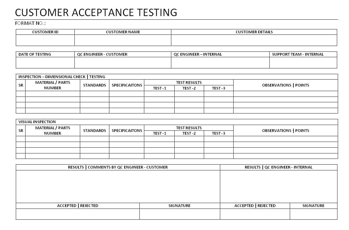 Customer Acceptance Testing – In Acceptance Test Report Template
