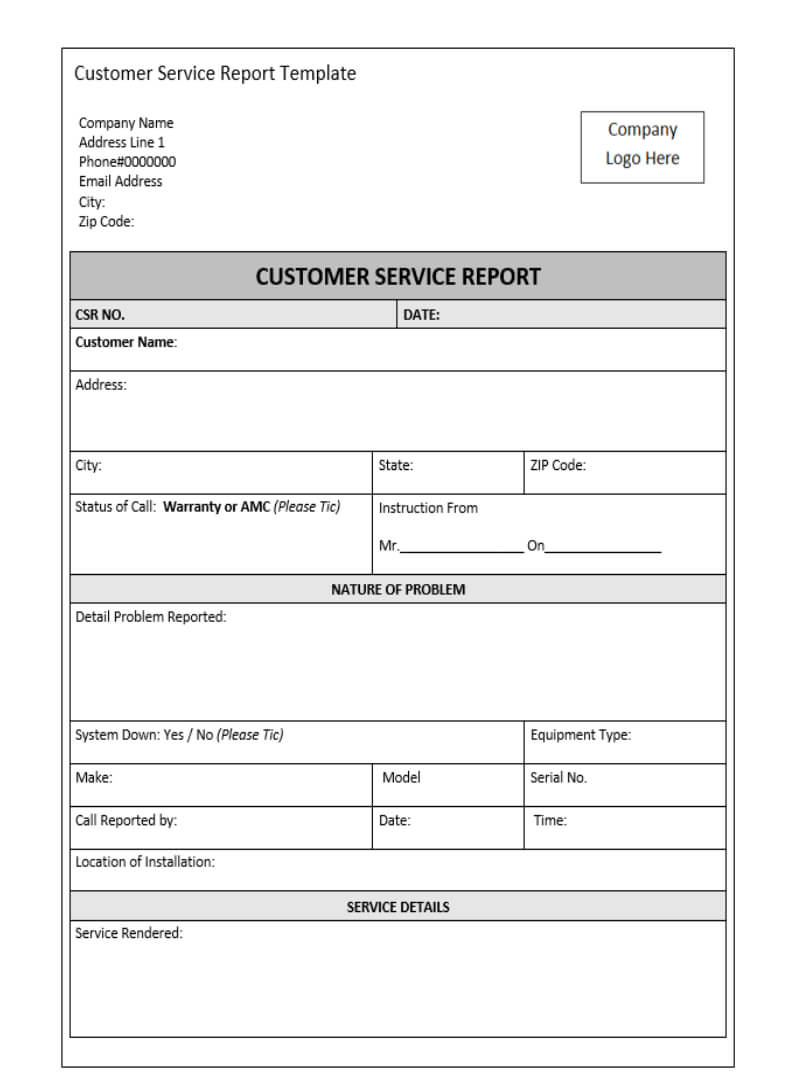 Customer Service Report Template – Excel Word Templates Regarding Technical Service Report Template