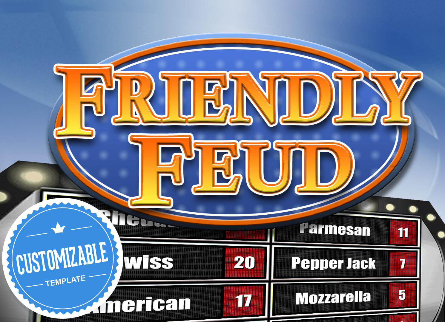Customizable Friendly Feud Powerpoint Template – Family Feud Style Game  Show Mac Pc And Ipad Compatible Inside Family Feud Powerpoint Template With Sound