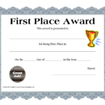 Customizable Printable Certificates | First Place Award Throughout Player Of The Day Certificate Template