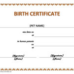 Cute And Funny Pet Birth Certificate Template : Venocor Pertaining To Free Printable Funny Certificate Templates