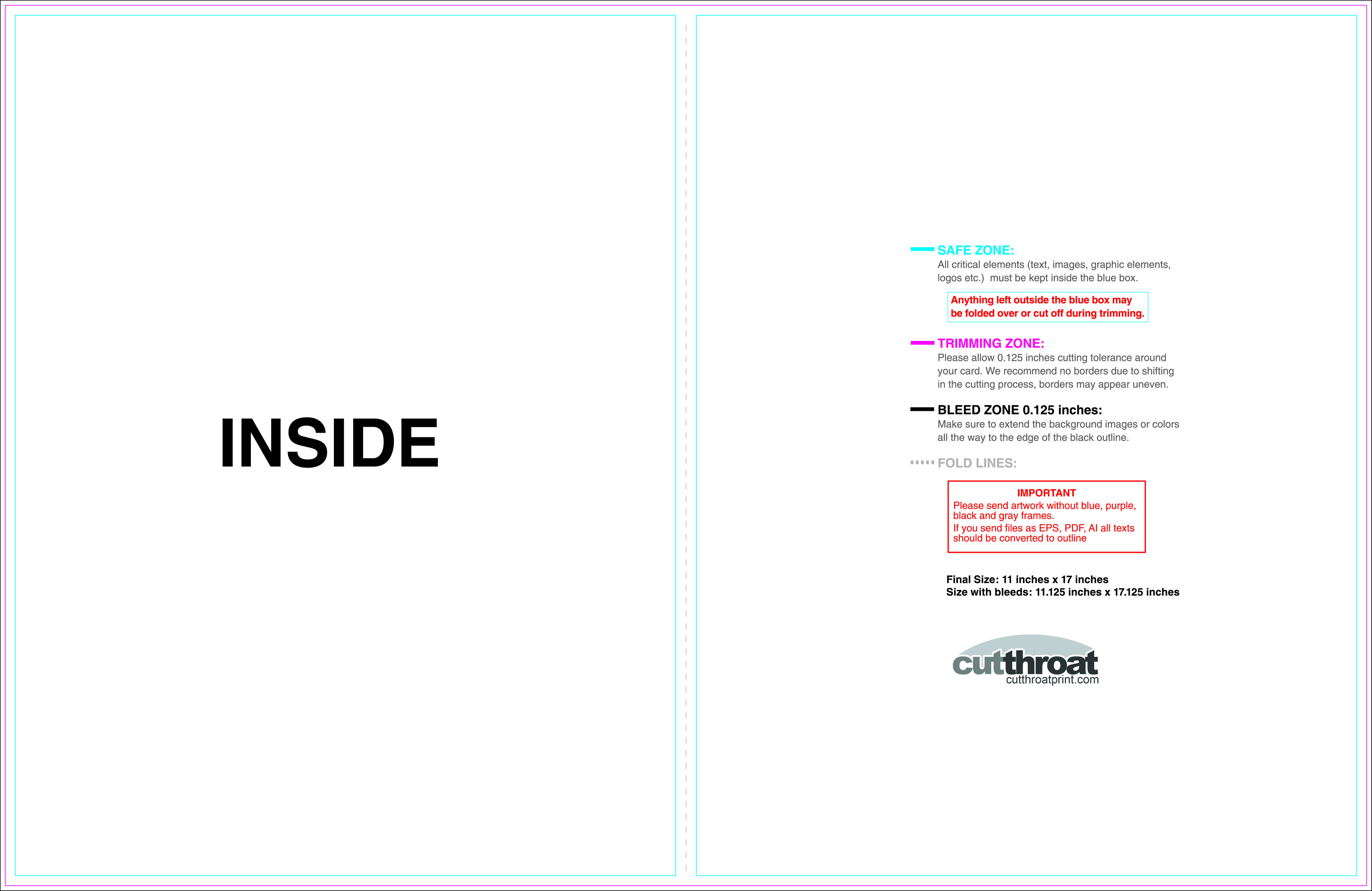 Cutthroat Printcustom Brochure Printing Within Half Fold Card Template