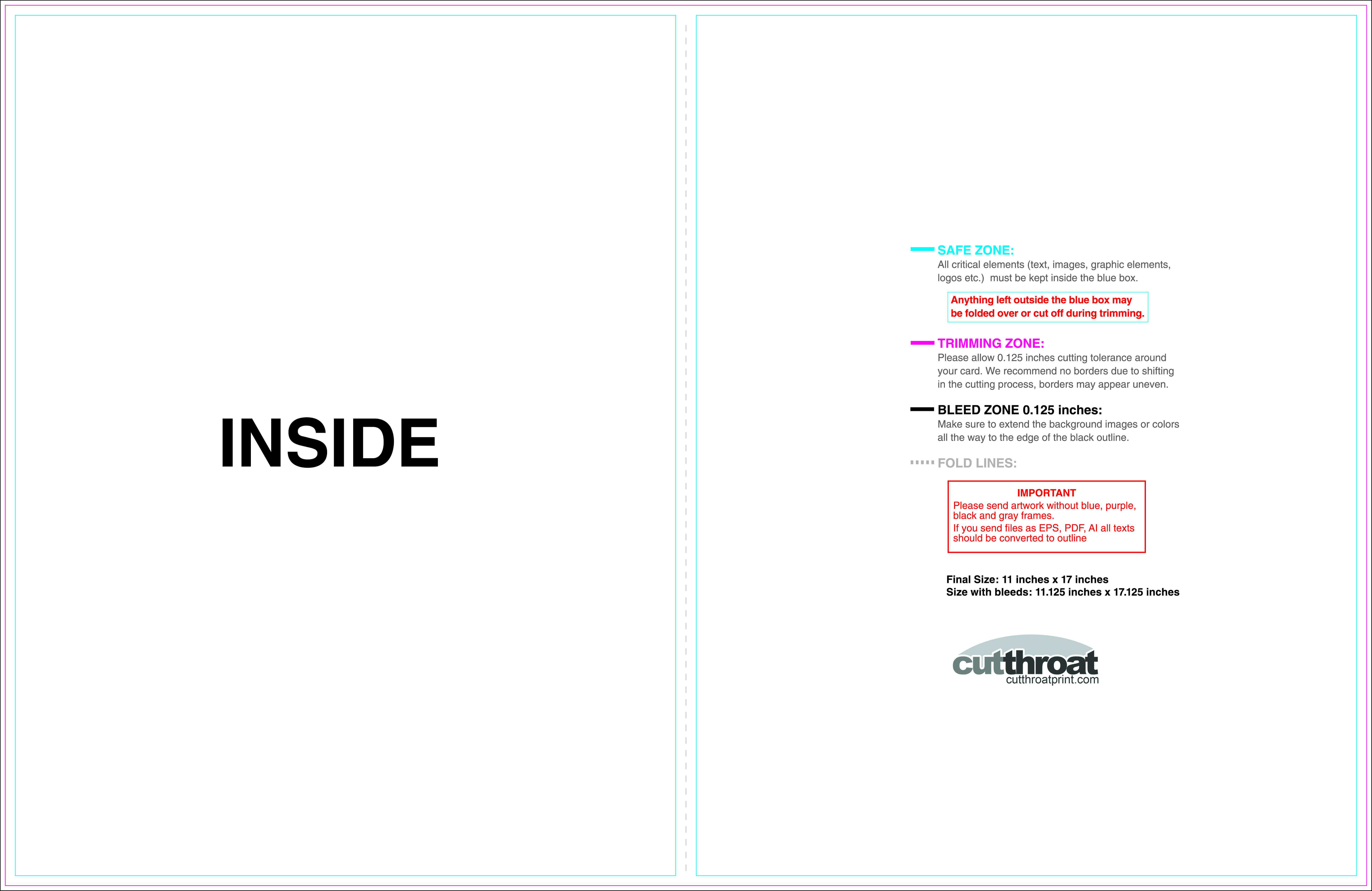 Cutthroat Printcustom Brochure Printing Within Half Fold Card Template