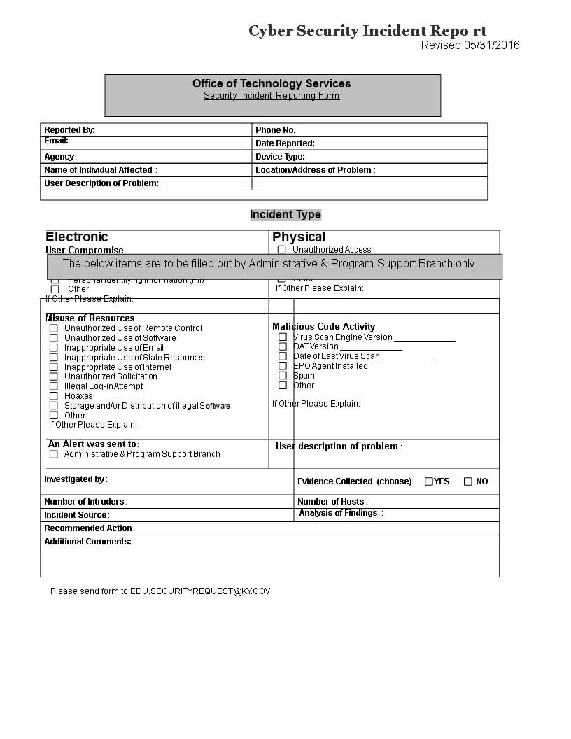 Cyber Security Incident Report Template | Templates At For Technical Support Report Template