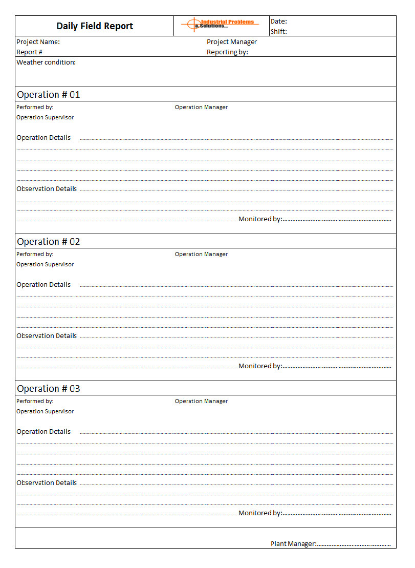 Daily Field Report Format Intended For Field Report Template