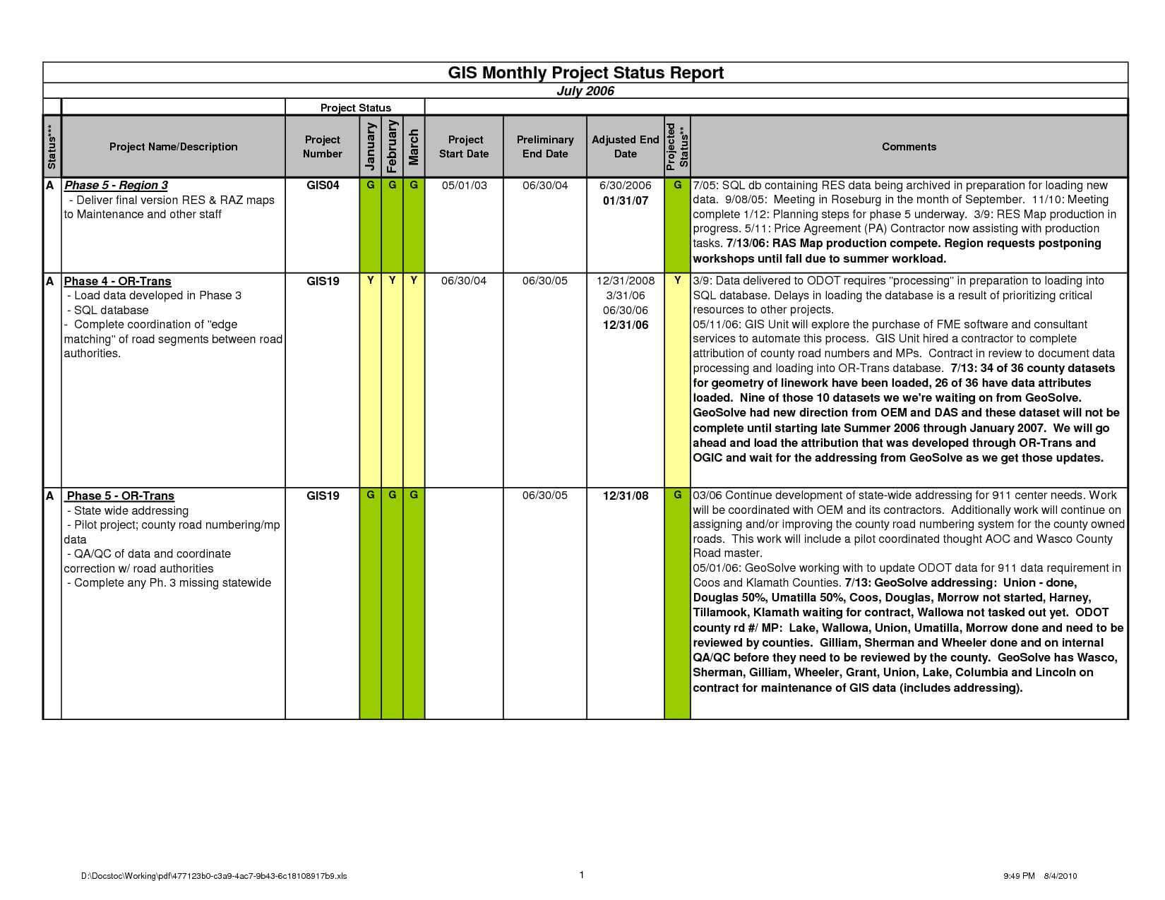 Daily Project Status Report Template Excel Sample Format In In Weekly Status Report Template Excel