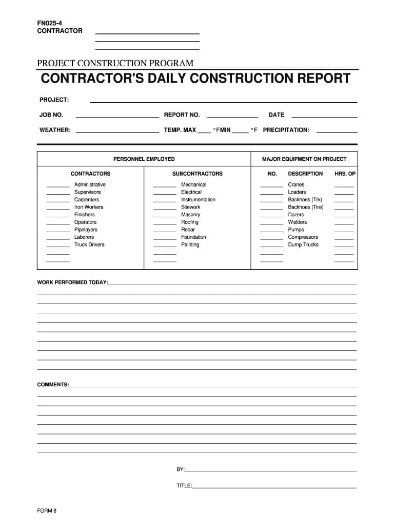 Daily Report Form – Fill Online, Printable, Fillable, Blank Within Daily Site Report Template