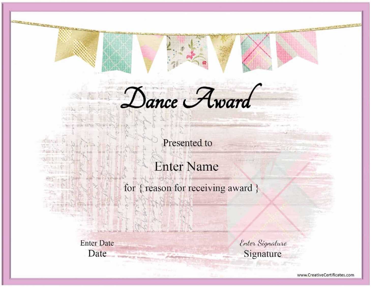 Dance Certificate Template In Dance Certificate Template