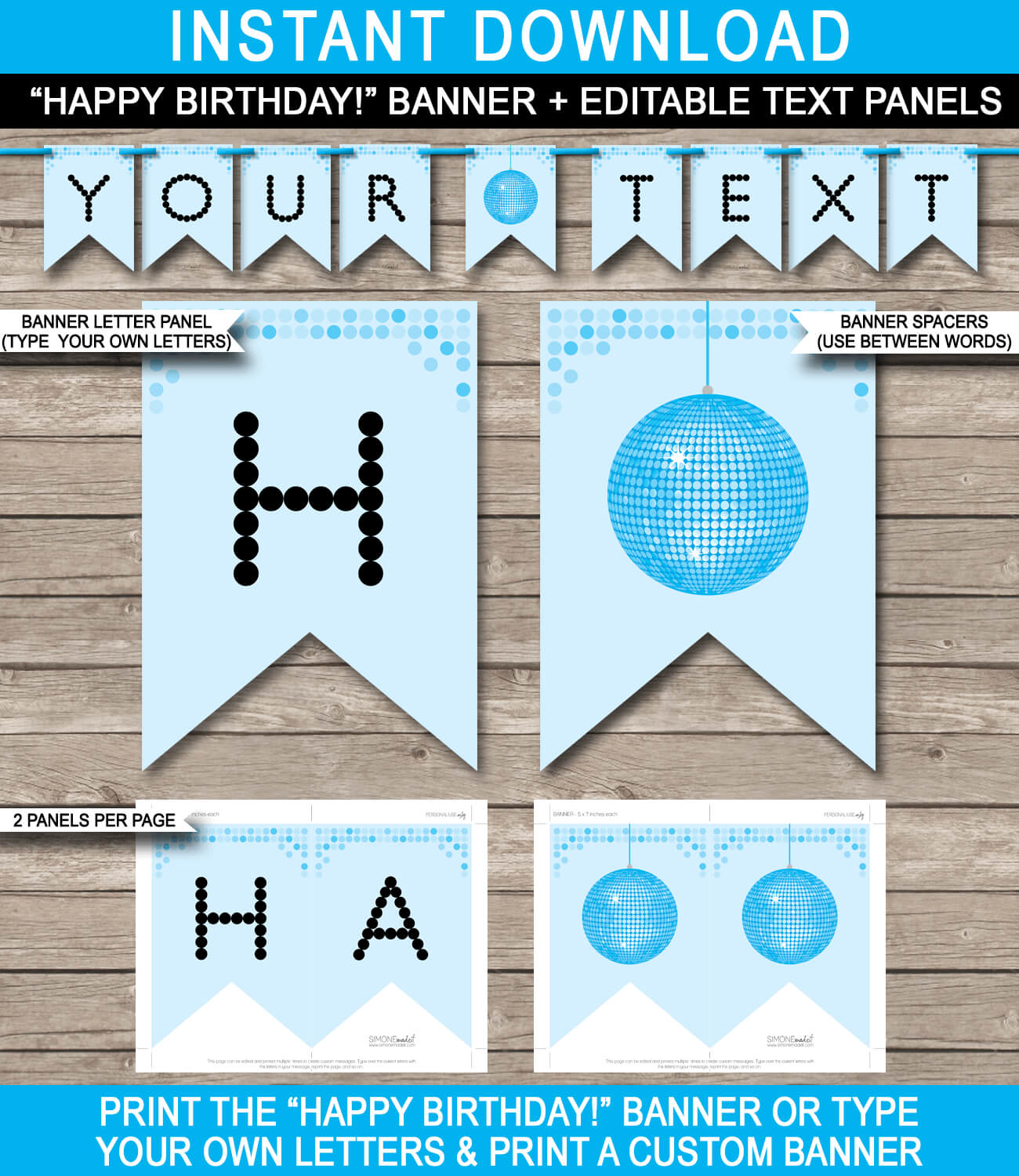 Dance Party Banner Template – Blue Inside Free Printable Party Banner Templates