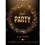 Dance Party Flyer Template. Golden Words, Spot Lights And Glitter.. Within Dance Flyer Template Word