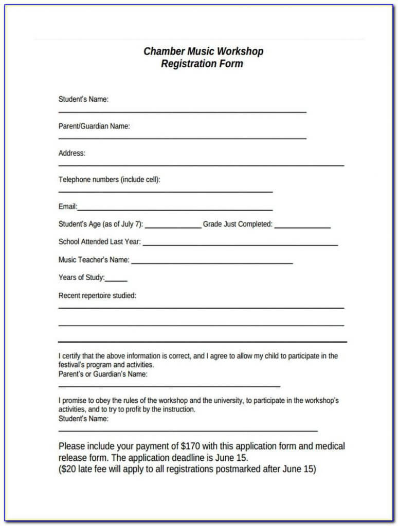 Dance Registration Form Templateion Entry Team Word Class Regarding Camp Registration Form Template Word