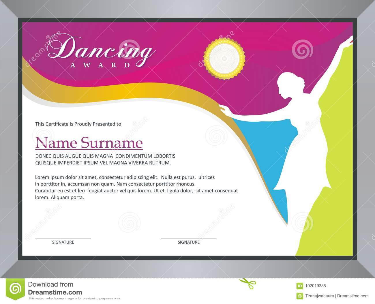 Dancing Award Stock Vector. Illustration Of Ballet Inside Dance Certificate Template
