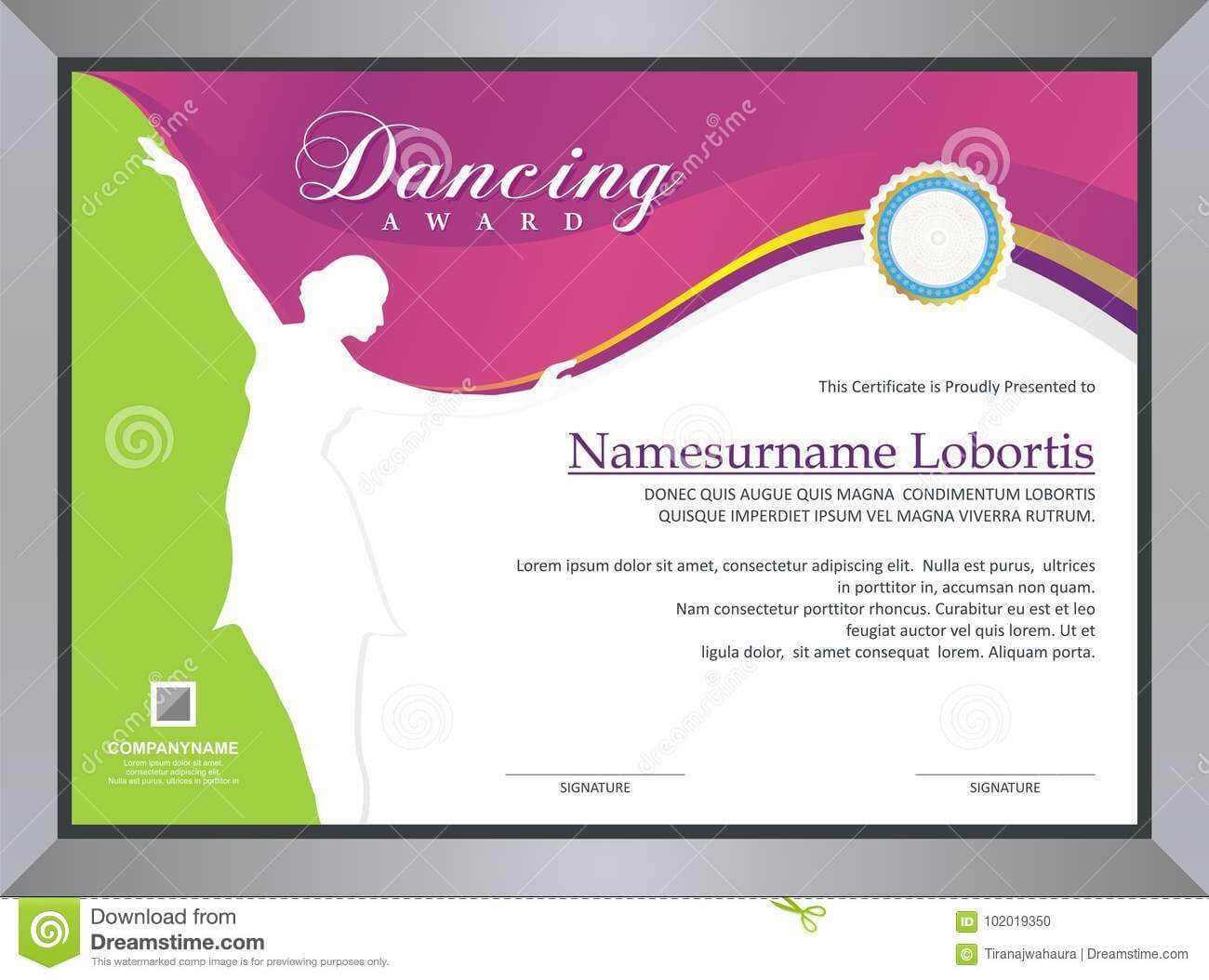 Dancing Award Stock Vector. Illustration Of Competition inside Dance Certificate Template