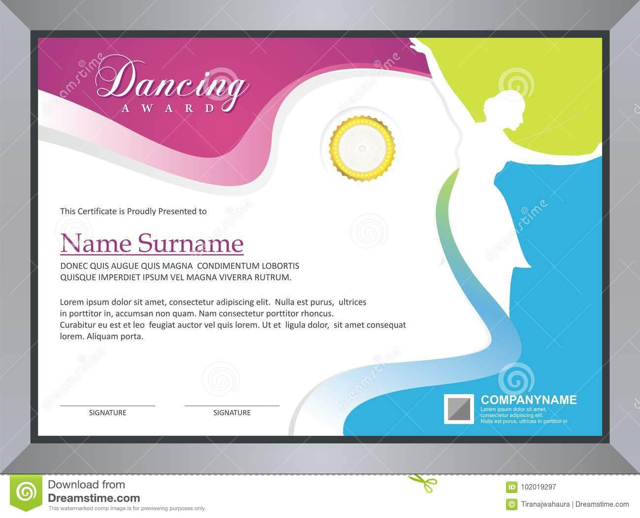Dancing Certificate Stock Vector. Illustration Of Regarding Dance Certificate Template