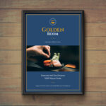 Dark Blue & Gold Fancy Restaurant Flyer Idea – Venngage Within Fancy Brochure Templates