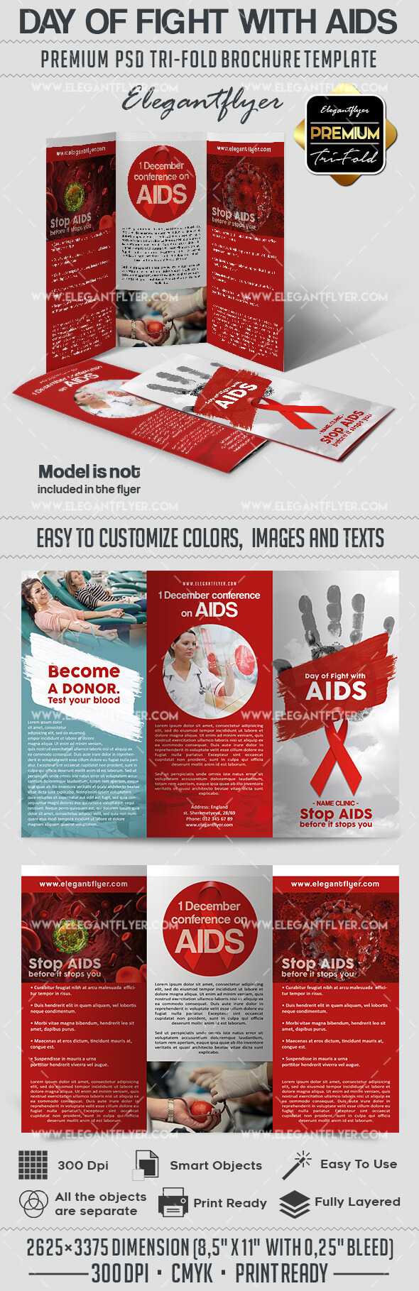 Day Of Fight With Aids Psd Brochure Intended For Hiv Aids Brochure Templates