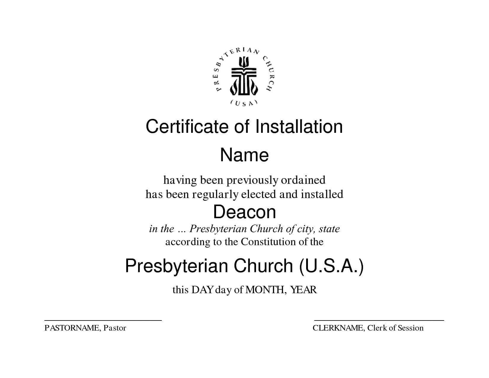 Deacon Ordination Certificate Template Modern Ordained Pertaining To Certificate Of License Template