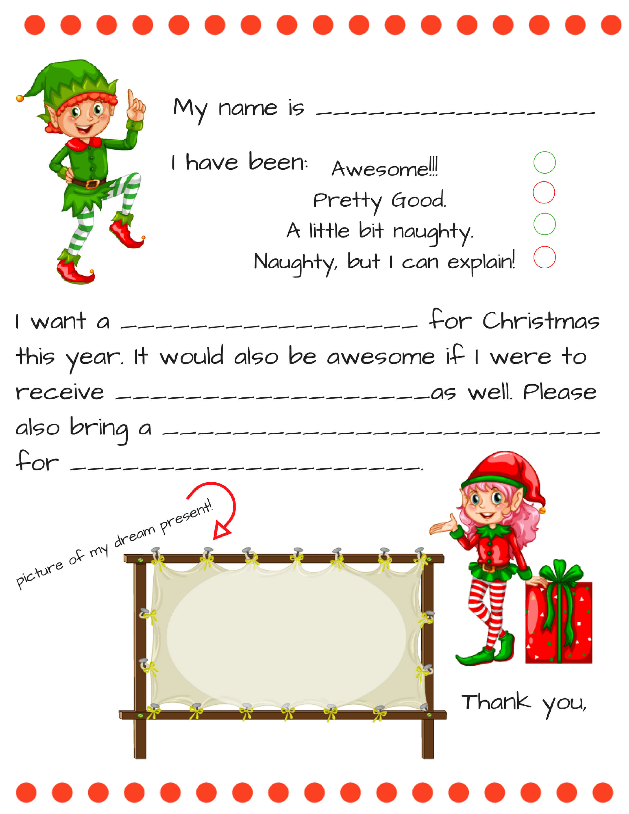 Dear Santa Fill In Letter Template – Within Santa Letter Template Word