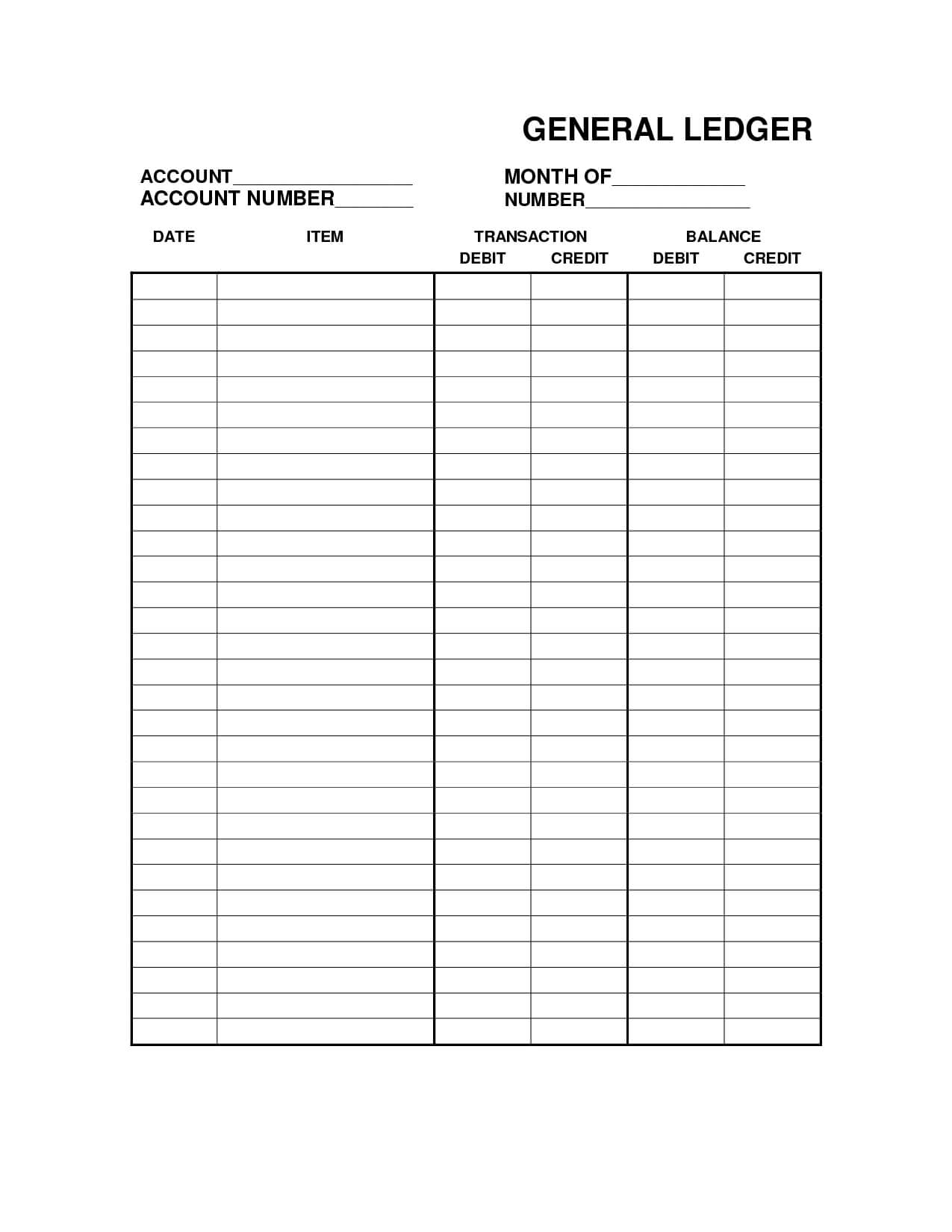 Debit And Credit Ledger Template - Google Search | Treasurer With Regard To Blank Ledger Template